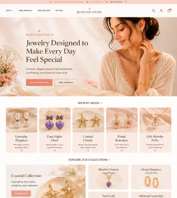 A live storefront designed in Nxcart